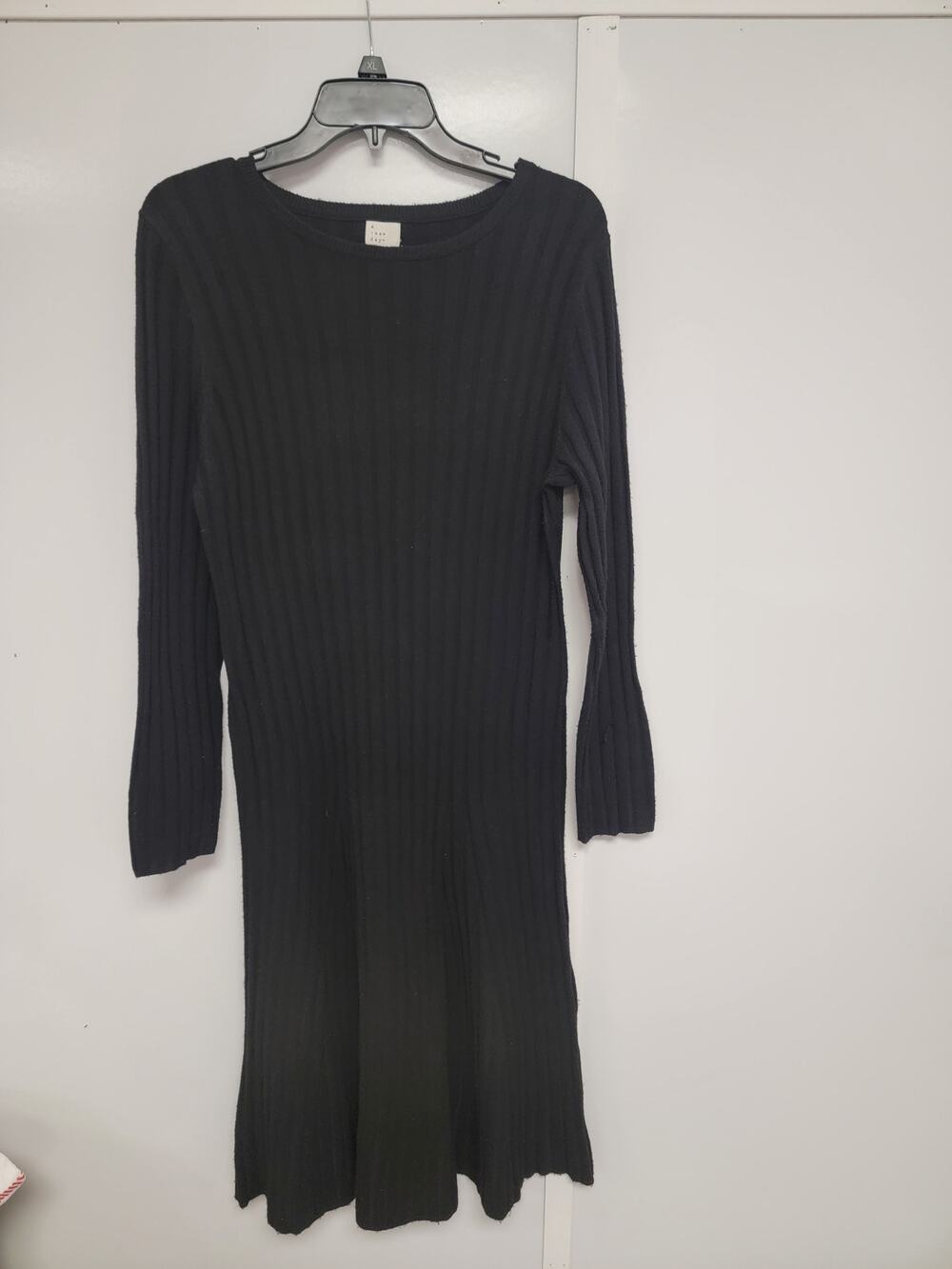 NEW A New Day Black Fitted Maxi Sweater Dress Sz L  0132